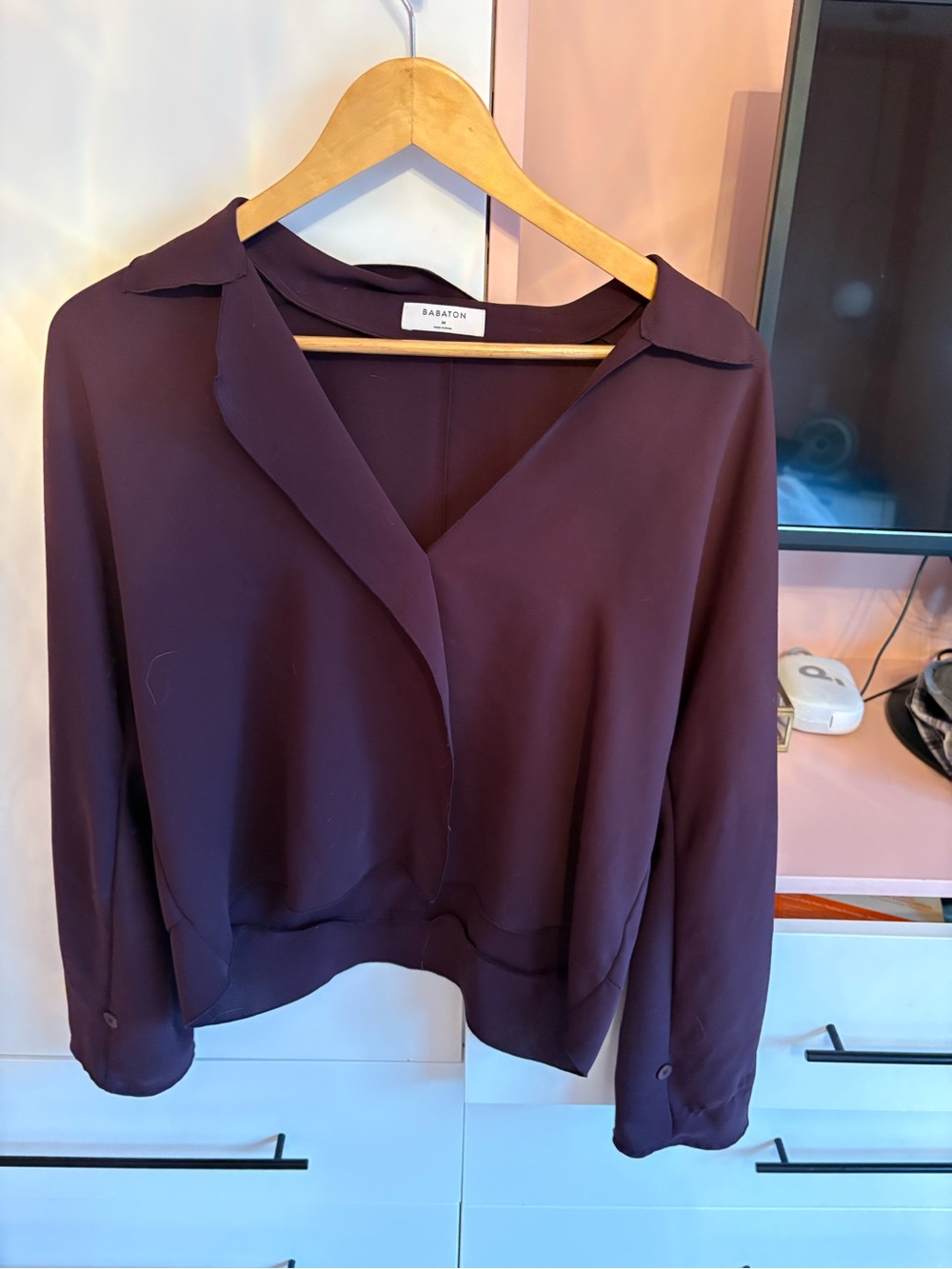 Babaton Plum V-Neck Blouse